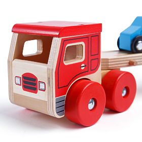 Bigjigs Toys Camion de lemn cu mașini