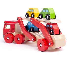 Bigjigs Toys Camion de lemn cu mașini