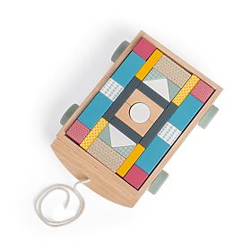 Bigjigs Toys Cărucior cu blocuri de lemn, Bigjigs Toys