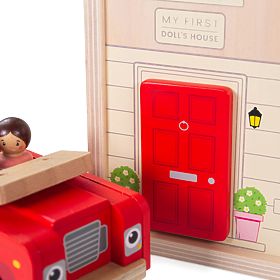 Bigjigs Toys Casă de păpuși pliabilă cu accesorii, Bigjigs Toys