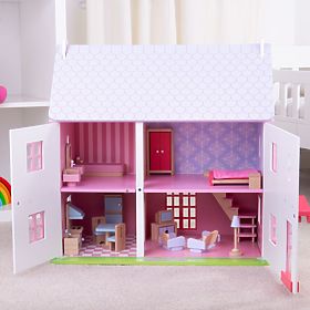 Bigjigs Toys Căsuță roz pentru păpuși