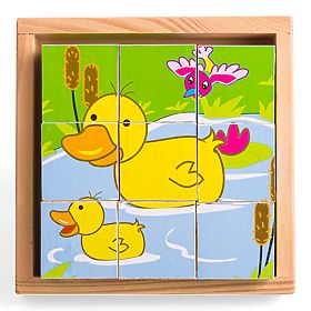 Bigjigs Toys Cuburi cu imagini Animale 9 cuburi