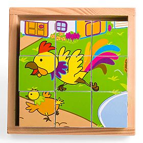 Bigjigs Toys Cuburi cu imagini Animale 9 cuburi, Bigjigs Toys