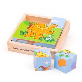Bigjigs Toys Cuburi cu imagini Dinozauri 9 cuburi