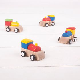 Bigjigs Toys Locomotivă din lemn colorată cu mecanism de întindere 1 buc, Bigjigs Toys