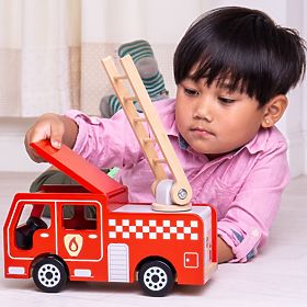 Bigjigs Toys Mașină de pompieri din lemn, Bigjigs Toys