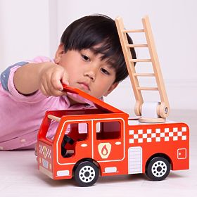 Bigjigs Toys Mașină de pompieri din lemn