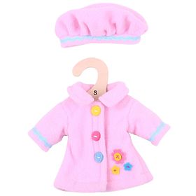 Bigjigs Toys Palton roz cu nasturi pentru păpușă de 28 cm