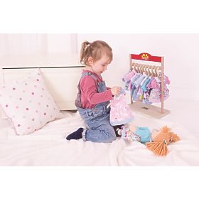 Bigjigs Toys Palton roz cu nasturi pentru păpușă de 28 cm, Bigjigs Toys