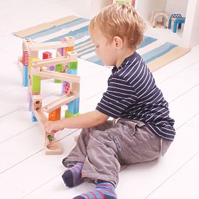 Bigjigs Toys Pista de bile din lemn colorată
