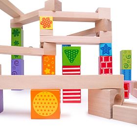 Bigjigs Toys Pista de bile din lemn colorată