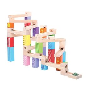 Bigjigs Toys Pista de bile din lemn colorată