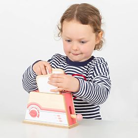 Bigjigs Toys Prăjitor de pâine din lemn roz - ambalaj deteriorat