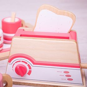 Bigjigs Toys Prăjitor de pâine din lemn roz, Bigjigs Toys