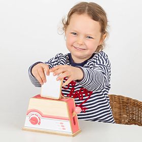 Bigjigs Toys Prăjitor de pâine din lemn roz