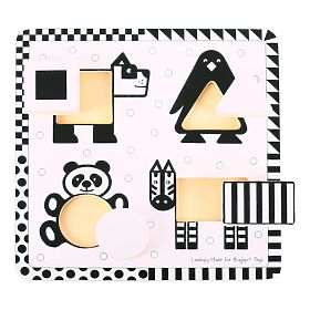 Bigjigs Toys Puzzle din lemn cu inserții forme alb-negru 1