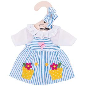 Bigjigs Toys Rochie albastră cu dungi pentru păpușă de 28 cm