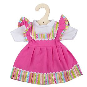 Bigjigs Toys Rochie roz cu margini dungi pentru păpușă 38 cm