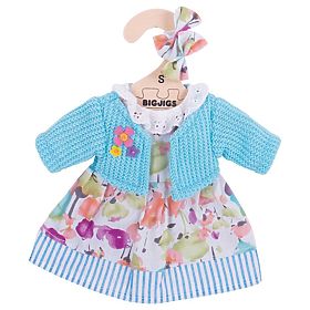 Bigjigs Toys Rochie turcoaz cu pulover pentru păpușă de 28 cm