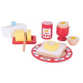 Bigjigs Toys Set de mic dejun din lemn, Bigjigs Toys