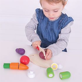 Bigjigs Toys Tocare legume într-o cutie
