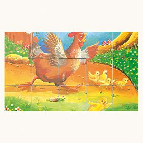 Bino Cuburi din lemn cu imagini animale domestice 15 piese