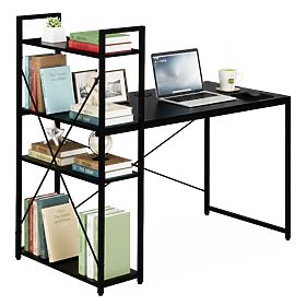 Birou de calculator școlar 120x60 cm cu raft și 3 polițe negru ModernHome