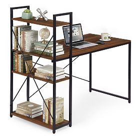 Birou de calculator școlar 120x60 cm cu raft și 3 polițe nuc închis loft ModernHome