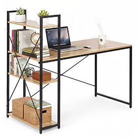 Birou pentru calculator 120x60 cm cu raft cu 3 polițe stejar deschis loft ModernHome