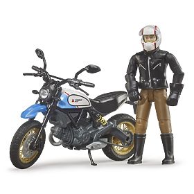 Bruder 63051 BWORLD Motocicletă Scrambler Ducati Cafe Racer cu pilot