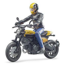 Bruder 63053 BWORLD Motocicletă Scrambler Ducati Cafe Racer cu pilot