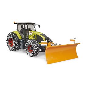 Bruder Claas Axion 950 cu lanțuri de zăpadă și lamă de plug