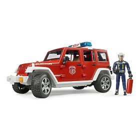 Bruder JEEP WRANGLER de pompieri roșu cu figură și accesorii