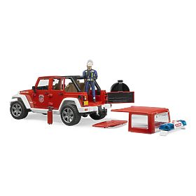 Bruder JEEP WRANGLER de pompieri roșu cu figură și accesorii