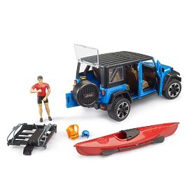 Bruder Jeep Wrangler Rubicon cu caiac și figură 1:16