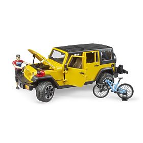 Bruder Jeep Wrangler Rubicon cu ciclist și bicicletă