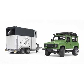 Bruder LAND ROVER cu remorcă pentru cai, Bruder