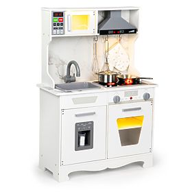 Bucătărie din lemn pentru copii cu sunete și LED + accesorii ECOTOYS, EcoToys