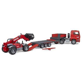 Camion Bruder cu remorcă MAN TGA și încărcător telescopic Manitou