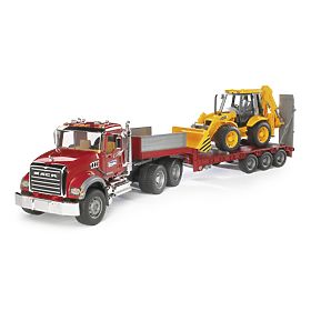 Camion Bruder MACK Granit cu remorcă și tractor JCB