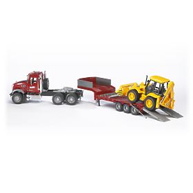 Camion Bruder MACK Granit cu remorcă și tractor JCB