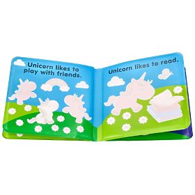 Carte de baie magică colorată cu unicorn