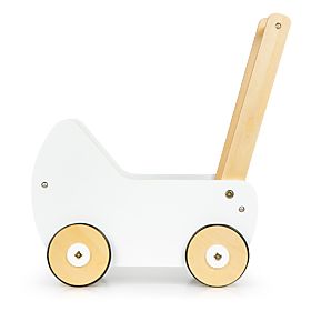 Cărucior din lemn pentru păpuși, antemergător ECOTOYS