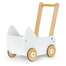 Cărucior din lemn pentru păpuși, antemergător ECOTOYS