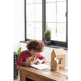Casa magnetica din lemn Montessori - naturala