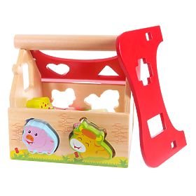 Căsuță din lemn, fermă sortator cu cuburi ECOTOYS