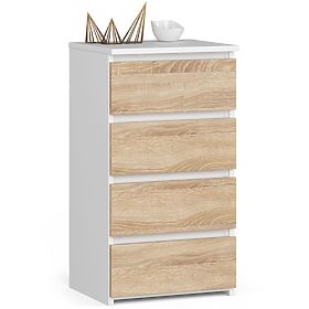 COMODĂ CL4 PK ALBĂ / STEJAR SONOMA