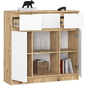 COMODĂ K100 2D 3SZ 1P PK STEJAR ARTISAN / ALB