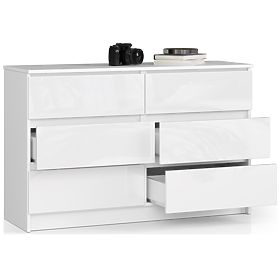 COMODĂ K120 6SZ CLP PK ALB LUCIOASĂ