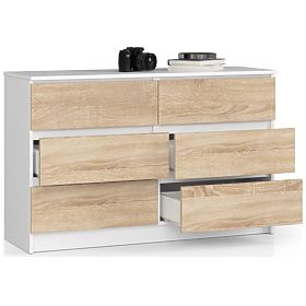 COMODĂ K120 6SZ CLP PK ALBĂ / SONOMA